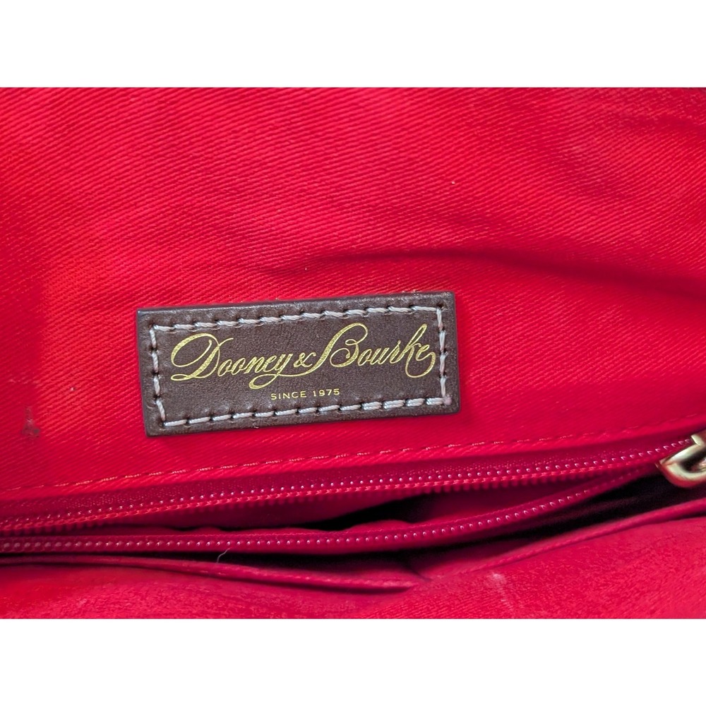 Dooney & Bourke Pebble Grain Leather Zip Top Tote Navy Blue / Brown Crossbody - Picture 7 of 13